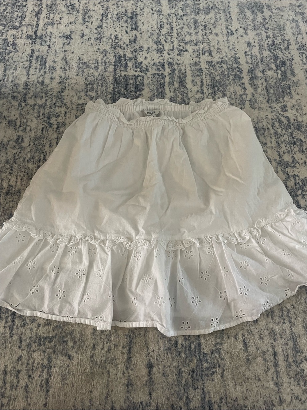 J. Crew White Ruffle Elastic Waist Skirt